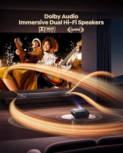 WiMiUS [Built-in Apps/4K Support] Smart Outdoor Projector with WiFi product image